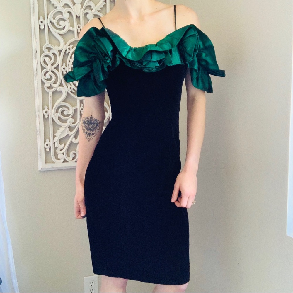 Roberta Vintage Formal Ruffle Off Shoulder Dress